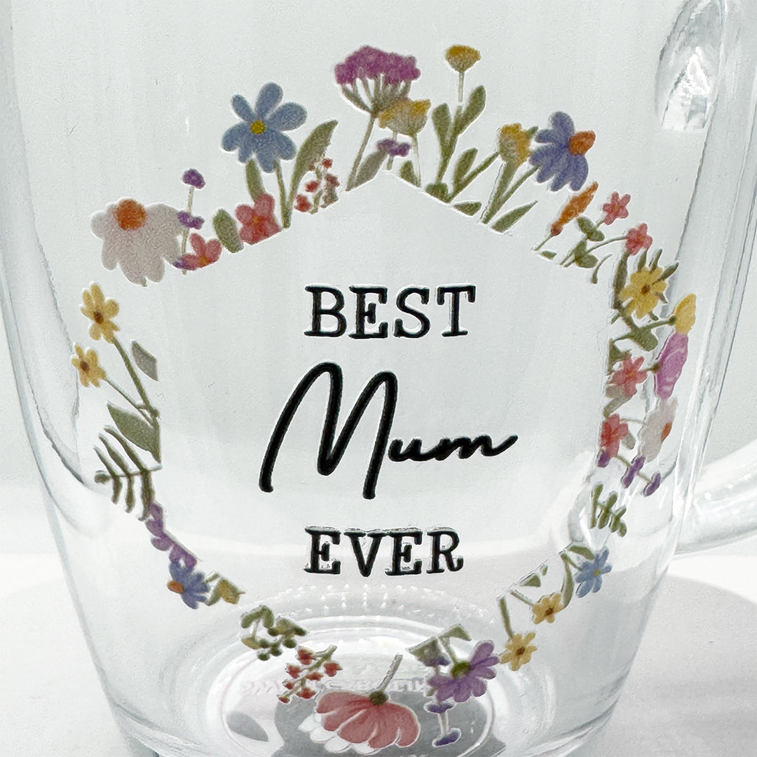 Best Mum Ever Glass Mug for Coffee or Tea