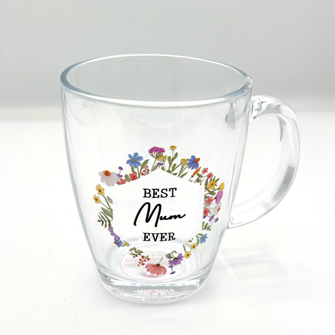 Best Mum Ever Glass Mug for Coffee or Tea