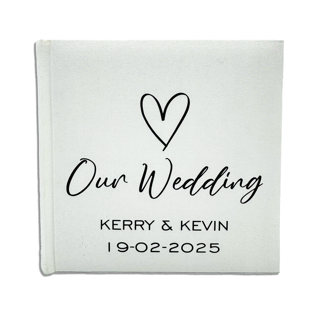 Wedding Photo Album with White Fabric Cover