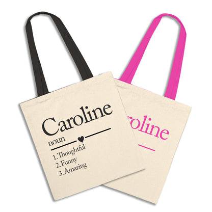 Personalised Name Definition Tote Bag