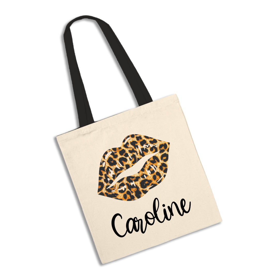 Personalised Animal Print Lips Design Tote Bag