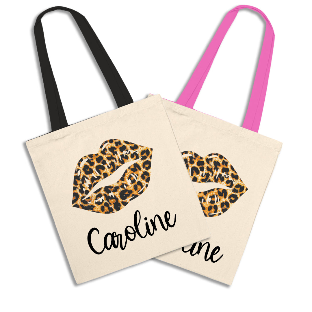 Personalised Animal Print Lips Design Tote Bag