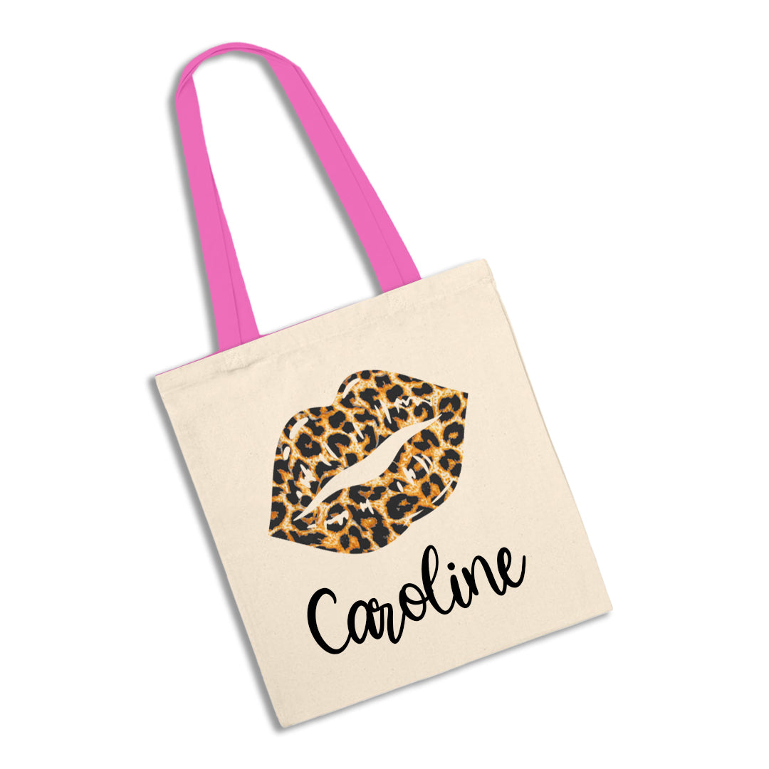 Personalised Animal Print Lips Design Tote Bag