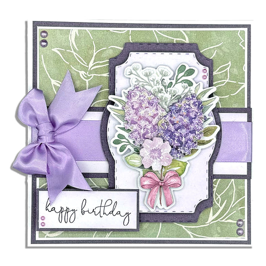 Lilac Floral Decoupage Birthday Card